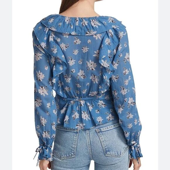 Free People Amanda Ruffle Top in Cool Combo - Picture 6 of 13